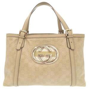 GUCCI Authentic Cream Leather Tote Bag